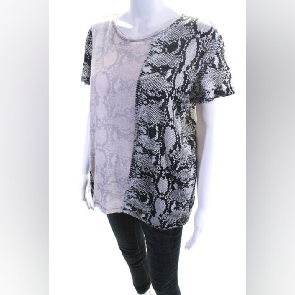 Proenza Schouler Python Snake Black Pink 100% soft Cotton Bicolor Tshirt
